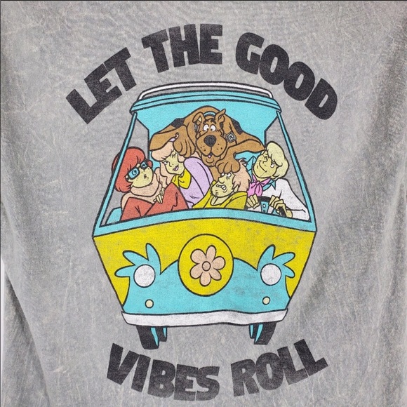 🔥SCOOBY DOO🔥LET THE GOOD VIBES ROLL CROPPED TEE T-SHIRT MEDIUM NWT - Picture 3 of 3